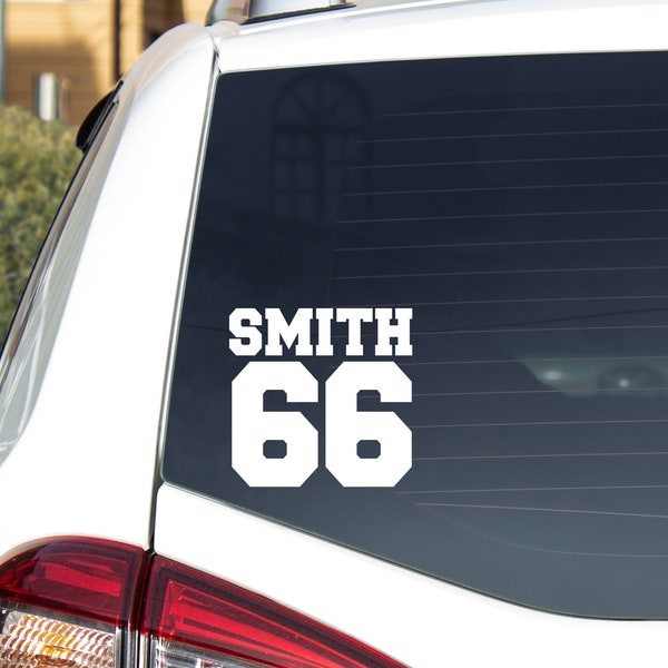 Sports Name Number Vinyl Decal for Car Varsity Number for Sports Mom Team Gift Football Basketball Baseball Soccer Decal for Parent Car