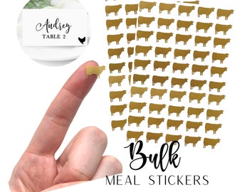 Bulk Meal Choice Stickers (Set of 100) Wedding Meal Indicator Food Choice Sticker Entree Selection Decal Minimalist Animal Place Card Label