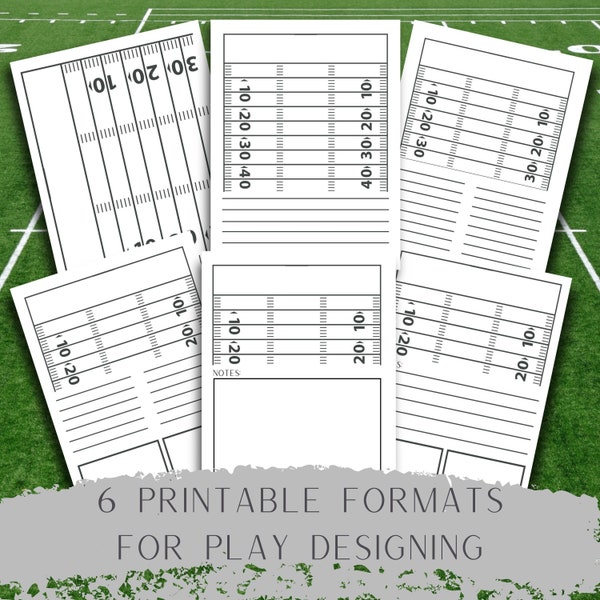 Football Printable Playbook for Coach Gift, Half Field Diagrams for Scouting Template, Practice Planner, Youth and Flag Football Plays