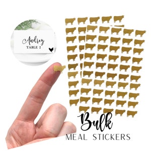 Bulk Meal Choice Stickers (Set of 100) Wedding Meal Indicator Food Choice Sticker Entree Selection Decal Minimalist Animal Place Card Label