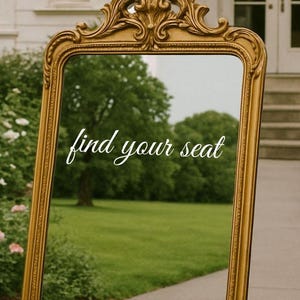 Calligraphy Seating Chart Decal for Mirror Find Your Seat Vinyl Decal for Cursive Vinyl Wedding Mirror Seating Sign Modern Reception Sign