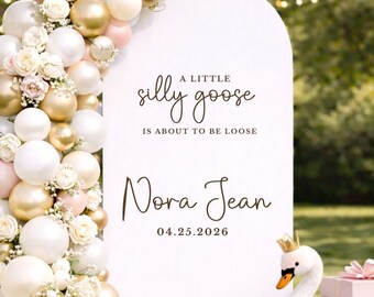 A Little Silly Goose Baby Shower Decal for Baby Shower Silly Goose Arch Backdrop Sign Silly Goose on the Loose Sign for Goose Baby Girl