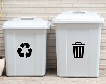 Recycle & Trash Decal Set Recycle Trash Symbol Vinyl Decal for Trash Bin Sticker Labels Trash Decal Set for Labeling Trash Recycle Sticker