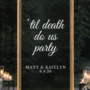 Til Death Decal for Personalized Gothic Wedding Mirror Sticker Moody Bridal Shower Decor Goth Engagement Party Vinyl Decal Funny Wedding