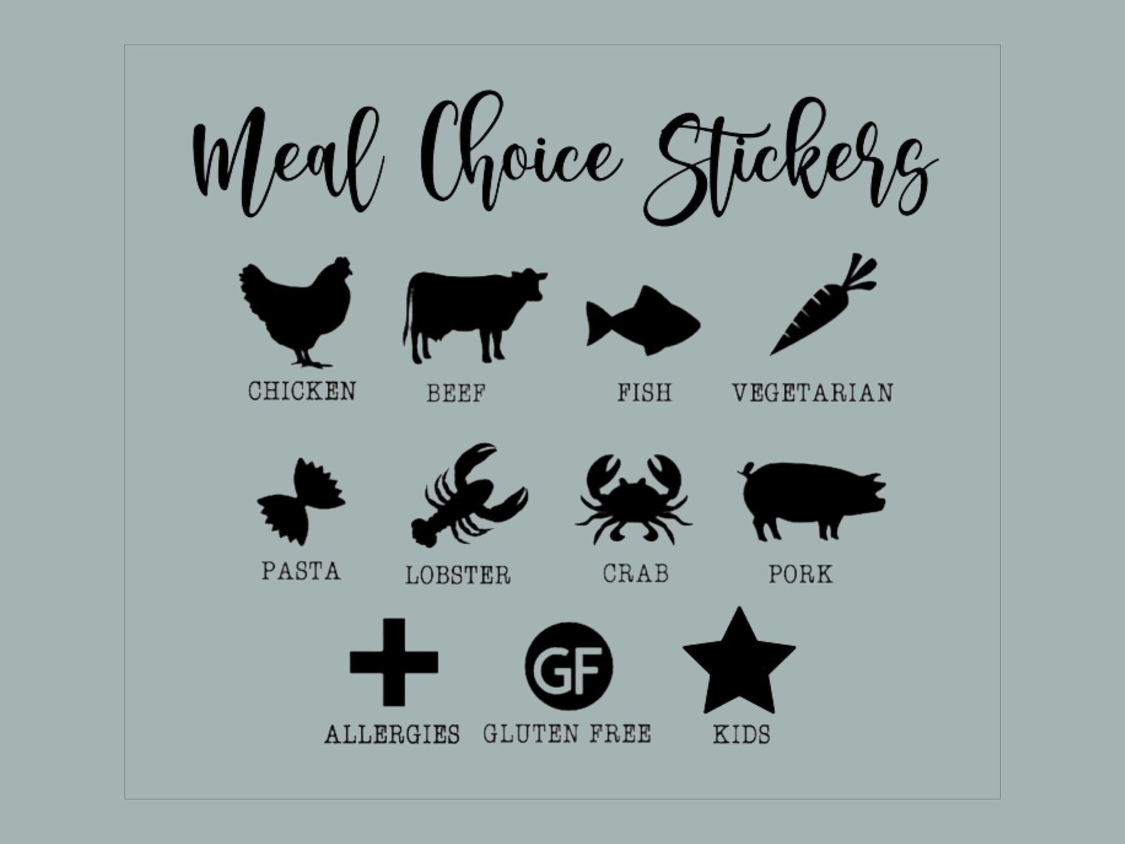 Meal Indicator Stickers set of 10 Wedding Meal Decals Entree Stickers