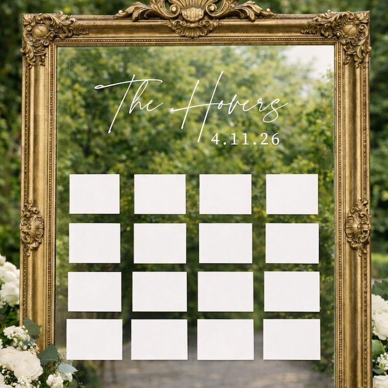 Custom Last Name Wedding Decal for Mirror Wedding Vinyl Established Date Decal for Wedding Mirror Decal Wedding Name Date for Custom Sign image 7