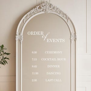 Order of Event Sign Wedding Itinerary Welcome Wedding Timeline Sign for Mirror Custom Wedding Timeline Sign Decal for Wedding Decoration