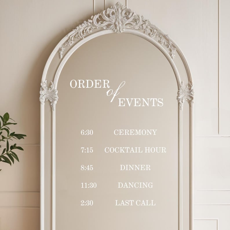 Order of Event Sign Wedding Itinerary Welcome Wedding Timeline Sign for Mirror Custom Wedding Timeline Sign Decal for Wedding Decoration