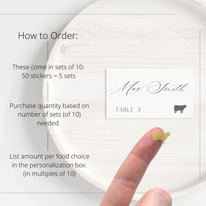 Set of 10 Meal Choice Stickers Wedding Meal Stickers for Place Card Meal Icon Wedding Meal Indicator Food Choice Sticker Reception Meal bild 6