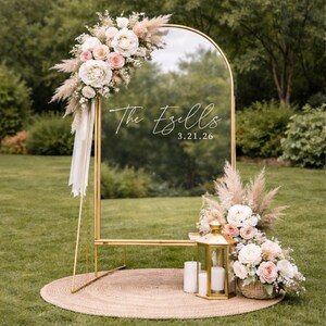 Custom Last Name Wedding Decal for Mirror Wedding Vinyl Established Date Decal for Wedding Mirror Decal Wedding Name Date for Custom Sign image 2
