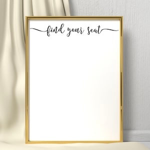 Wedding Seating Chart Modern Wedding Find Your Seat Sign Reception