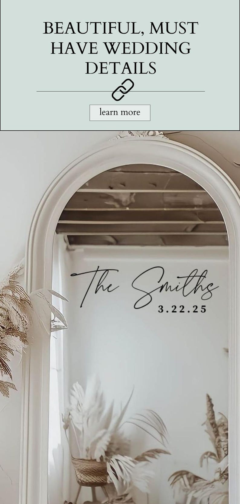 Established Date Decal for Wedding Mirror Decal Wedding Name Date for Custom Sign