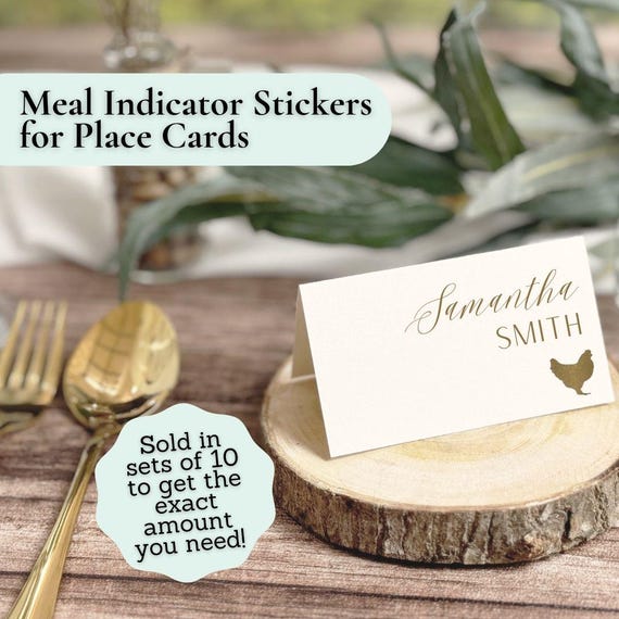 Set of 10 Meal Choice Stickers Wedding Meal Stickers for Place Card Meal Icon Wedding Meal Indicator Food Choice Sticker Reception Meal