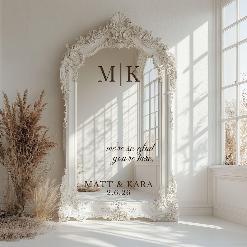 Custom Vinyl Decal for Wedding Mirror Custom Text Decal for Wedding Sign Personalized Wedding Decal for Custom Bridal Shower Mirror Decal immagine 6
