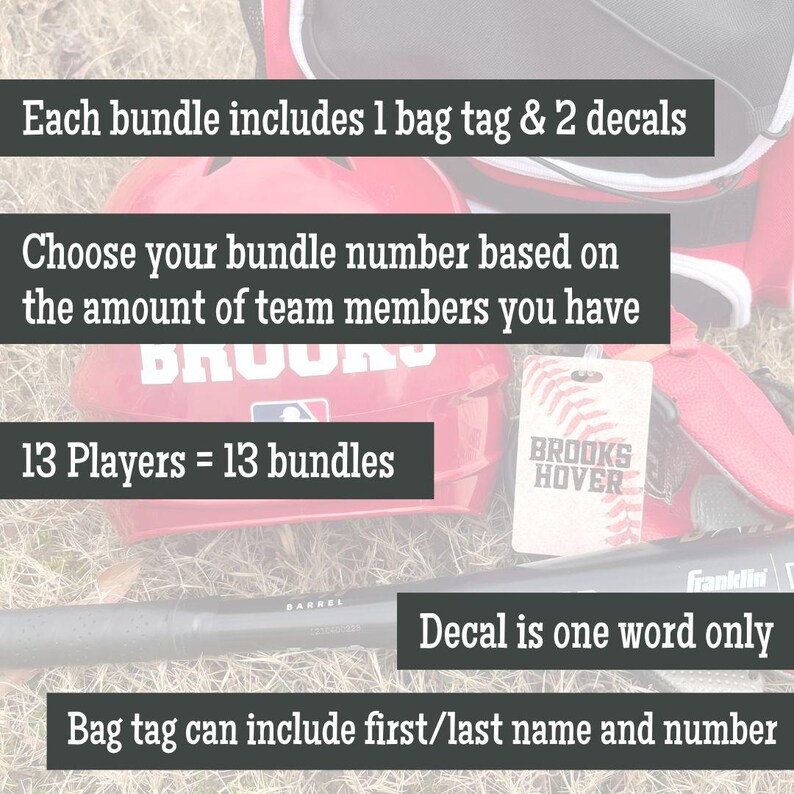 Custom Baseball Bundles for Team Baseball Bag Tag & Decal Bundle ...