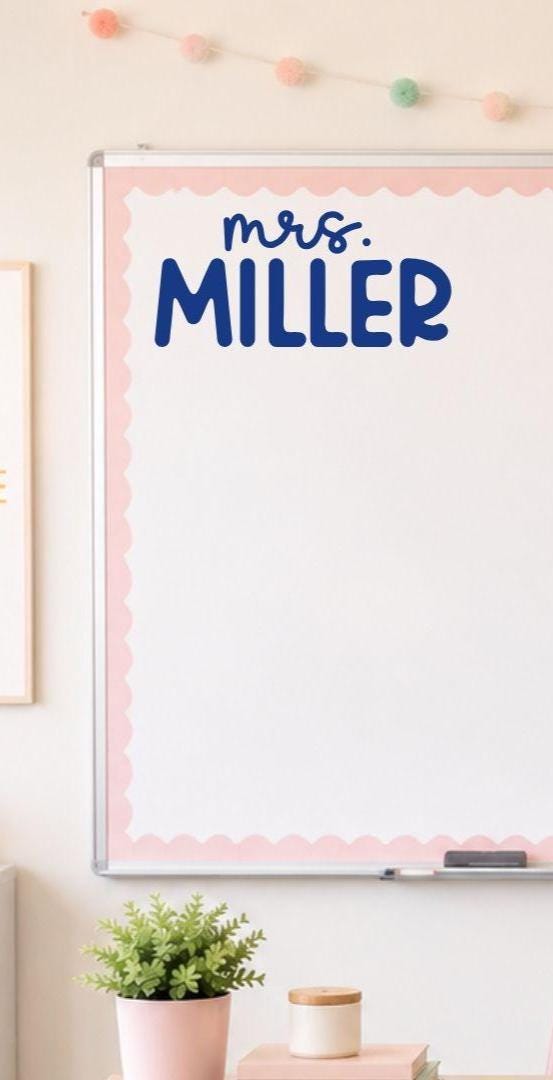Elementary Teacher Name Vinyl Decal Classroom Door Decor Custom