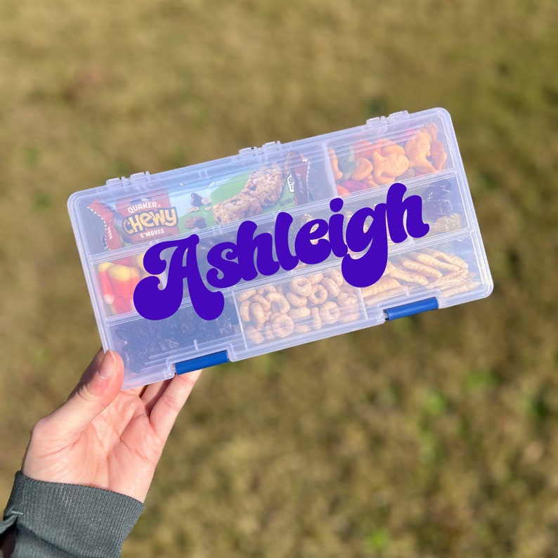 Retro Custom Snackle Box with Kids Name Travel Snack Box for Kids Birthday Gift Personalized Snack Container for Kids Toddler Snack Activity
