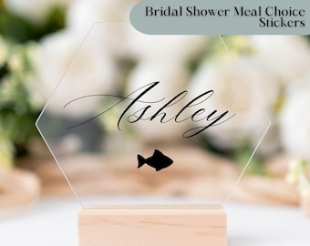 Bridal Shower Meal Choice Stickers (Set of 10) for Bridal Shower Place Card Meal Icon Baby Shower Meal Indicator Food Sticker Bridal Lunch