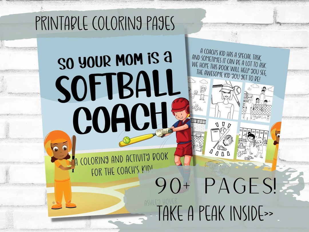 Softball Digital Coloring Book for Coaches' Kids,softball Activity