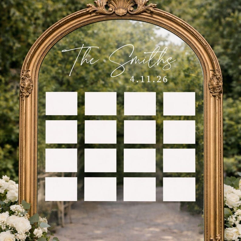 Custom Last Name Wedding Decal for Mirror Wedding Vinyl Established Date Decal for Wedding Mirror Decal Wedding Name Date for Custom Sign image 5