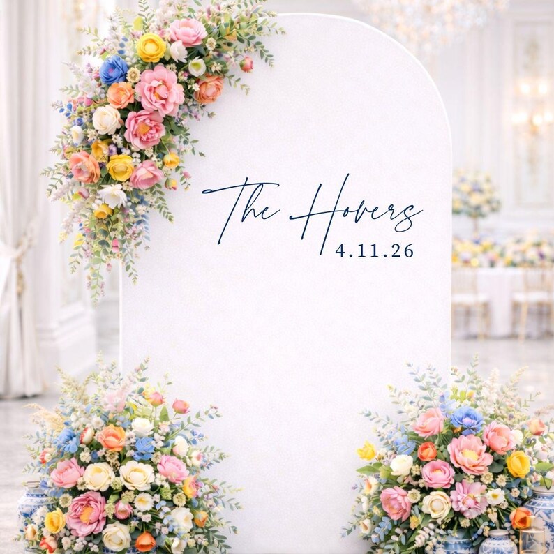 Custom Last Name Wedding Decal for Mirror Wedding Vinyl Established Date Decal for Wedding Mirror Decal Wedding Name Date for Custom Sign image 4