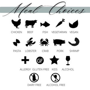 Place Card Meal Choice Stickers (Set of 10) for Wedding Food Stickers Catering Stickers for Place Setting Wedding Reception Meal Indicator
