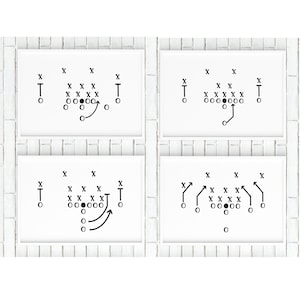 Football PRINTABLES (set of 4 plays) for Boy’s Room, Printable Plays for Party Decorations, Football Play Sign for Sports Nursery Wall Decor