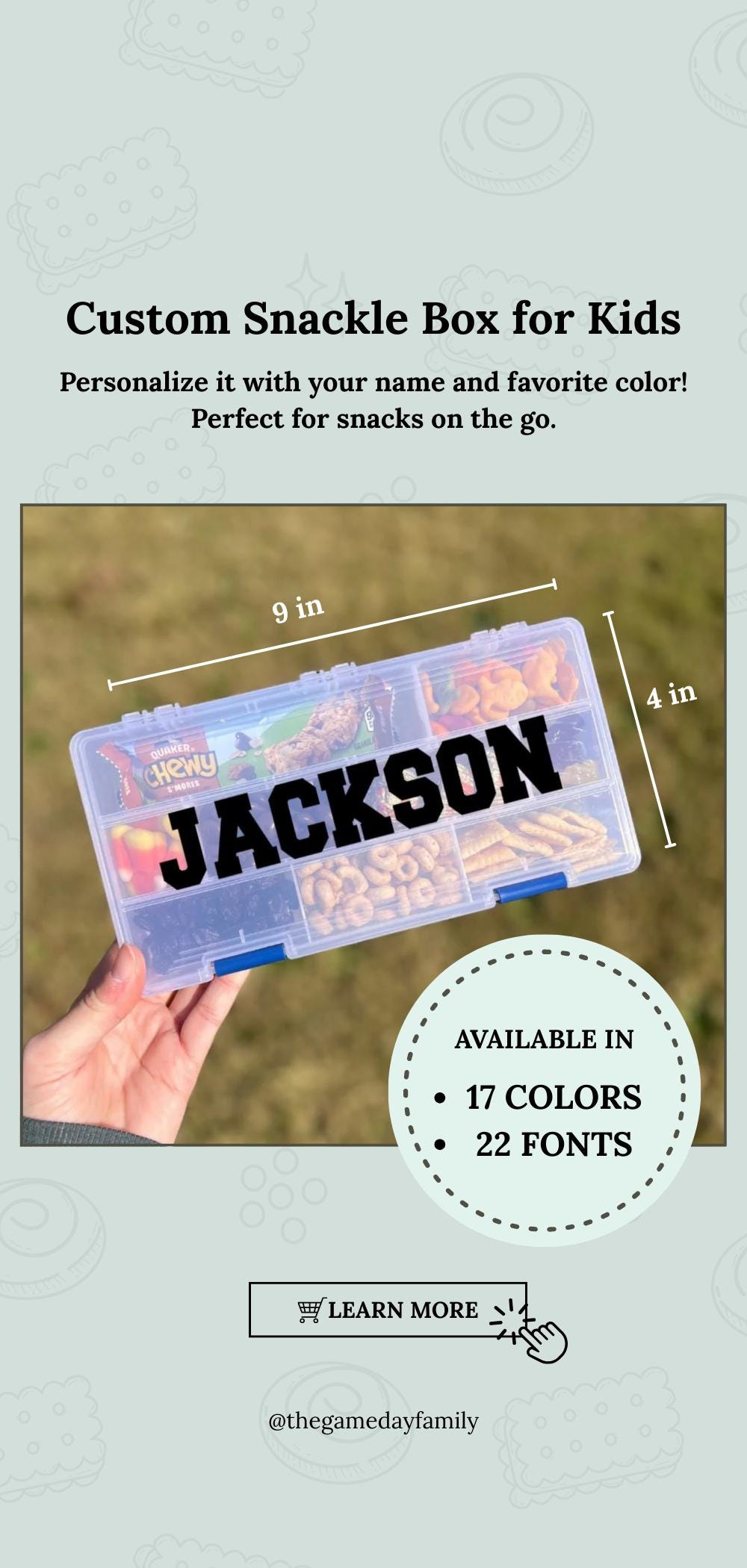 Custom Snackle Box for Kids Gift Idea Travel Snack Box for Kids ...