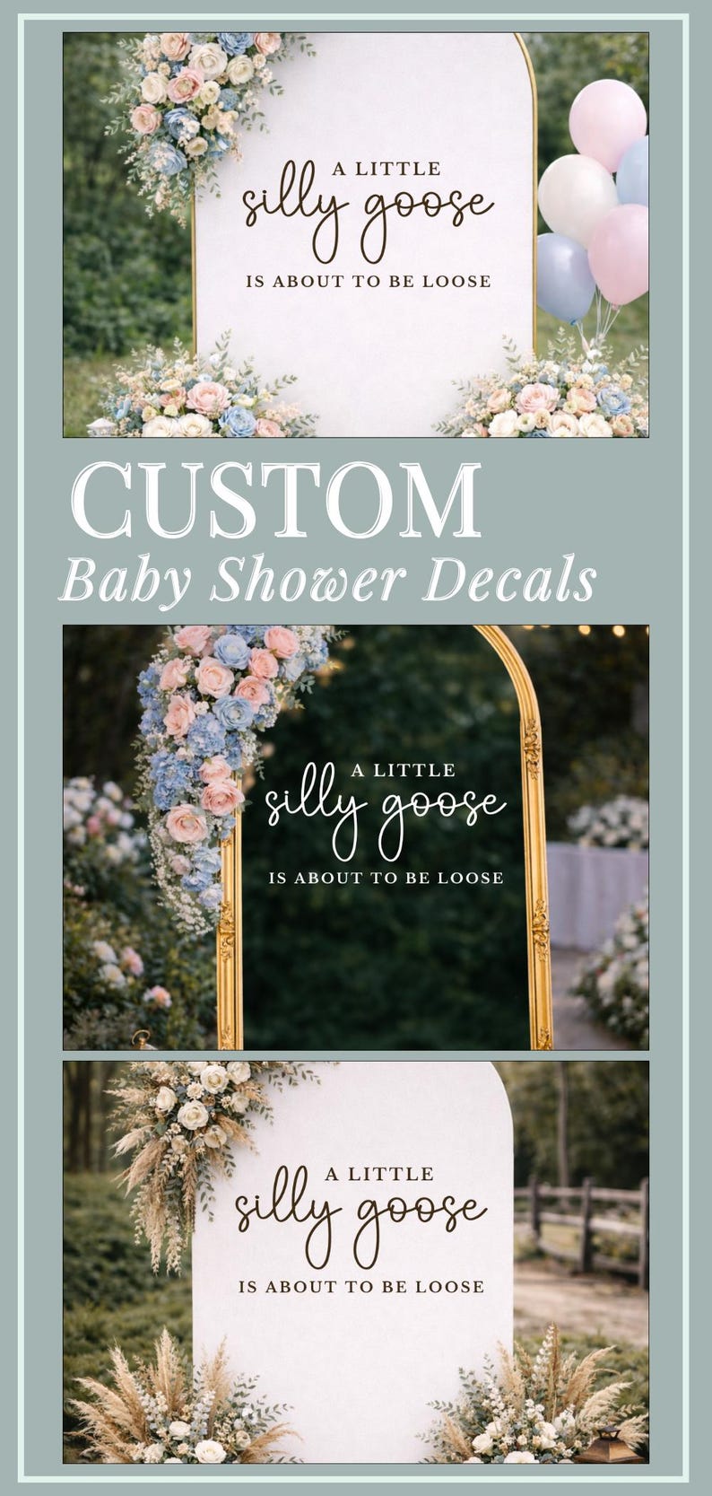 A Little Silly Goose Welcome Sign Baby Shower Decal for Mirror Welcome Decal Silly Goose On The Way Custom Vinyl Backdrop Party Sign Decor