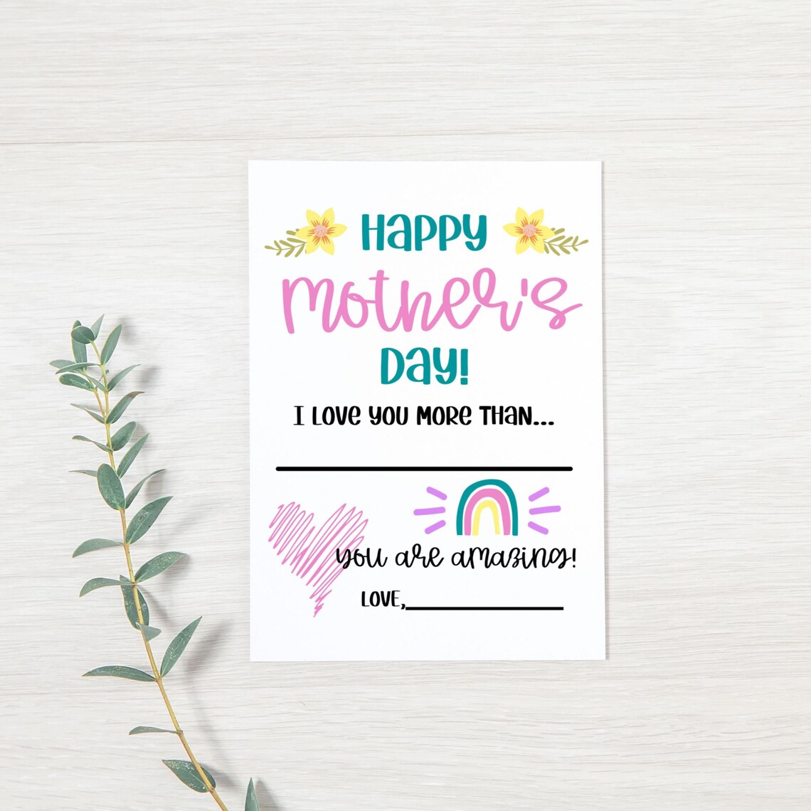 PRINTABLE Kids Mother's Day Cards Cute Toddler | Etsy