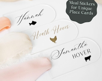 Meal Stickers (Set of 10) for Place Cards Wedding Meal Choice Stickers Place Card Wedding Menu Icons Meat Choice Wedding Place Card Stickers