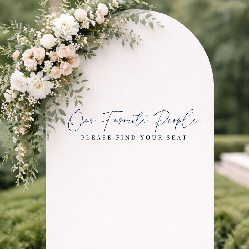 Our Favorite People Decal for Calligraphy Wedding Seating Chart Sign for Painted Acrylic Sign Please Find Your Seat Mirror Vinyl Decal afbeelding 1