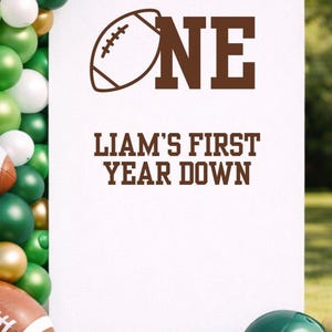 First Year Down Football Theme Birthday Decal Custom Name Football