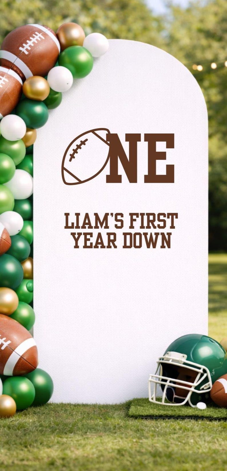First Year Down Football Theme Birthday Decal Custom Name Football
