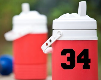 Athletic Number Water Bottle Decal for Soccer Team Gift, Tumbler Sticker, Kids Sports Bottle, Soccer Mom Gift, Dugout Baseball Bucket Decal