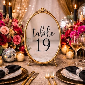 Elegant Wedding Table Number Decal Set for Mirror Numbers for Wedding Colorful Table Setting Vintage Glam Decor Number Vinyl Sticker Sign