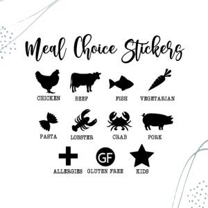 Meal Choice Stickers (Set of 10), Wedding Meal Stickers, Place Card Meal Stickers, Wedding Meal Indicator, Food Choice Sticker, Wedding Meal