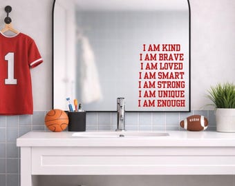 Boy Daily Affirmation Decal for Kid Mirror Affirmation Teen Custom Kid Mirror Decal Boy I AM Daily Reminders Sticker Bathroom Decal