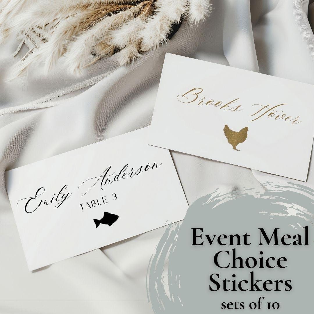 Set of 10 Catering Meal Choice Stickers Food Label for Wedding Place ...