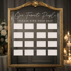 Our Favorite People Decal for Calligraphy Wedding Seating Chart Sign for Painted Acrylic Sign Please Find Your Seat Mirror Vinyl Decal afbeelding 8