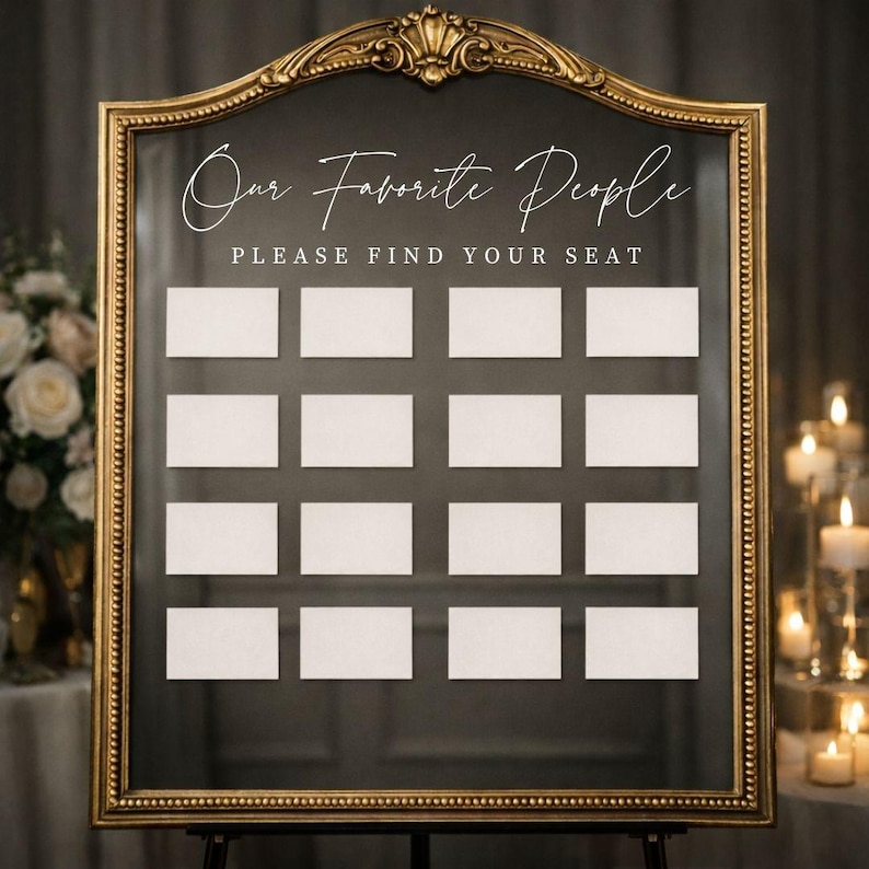 Our Favorite People Decal for Calligraphy Wedding Seating Chart Sign for Painted Acrylic Sign Please Find Your Seat Mirror Vinyl Decal afbeelding 8
