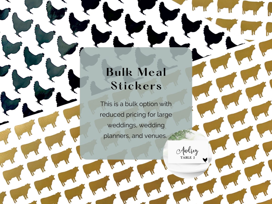 Meal Indicator Stickers set of 100, Entree Stickers for Wedding Place