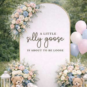 A Little Silly Goose Welcome Sign Baby Shower Decal for Mirror Welcome Decal Silly Goose On The Way Custom Vinyl Backdrop Party Sign Decor