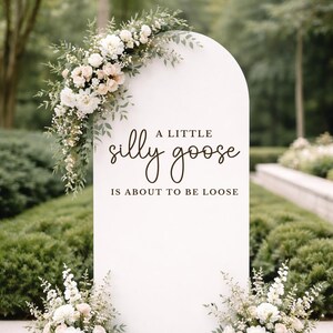 A Little Silly Goose Welcome Sign Baby Shower Decal for Mirror Welcome Decal Silly Goose On The Way Custom Vinyl Backdrop Party Sign Decor