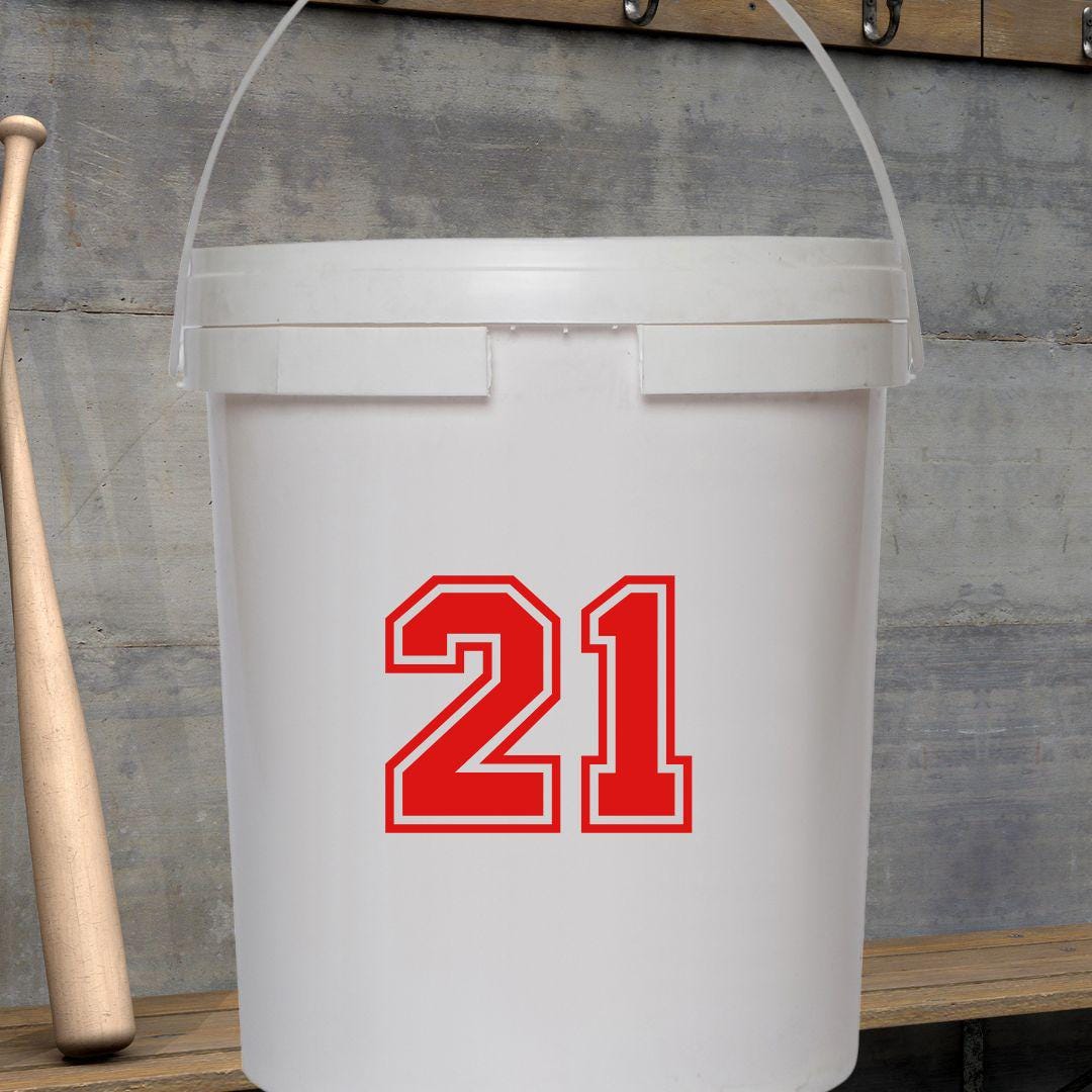 Custom Number Decal for Baseball Bucket Decal for Team Gift Tball ...