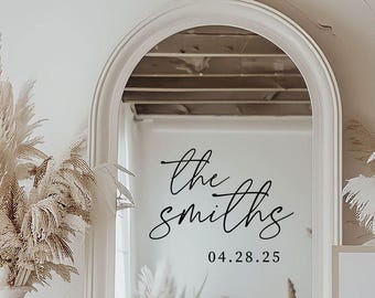 Custom Last Name Wedding Decal Personalized Wedding Welcome Sign Decal Name & Date Vinyl Sticker Wedding Mirror Decal Custom Wedding Decor