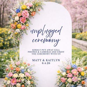 Modern wedding no phones sign for ceremony mirror display