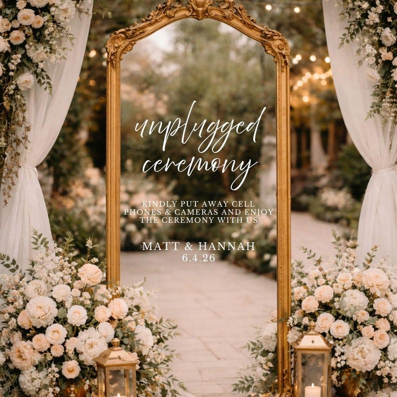 Unplugged Ceremony Decal for Custom Wedding No Phones Sign Unique