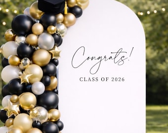 Congrats Decal for Class of 2026 Graduation Vinyl Decal for Mirror Calligraphy Graduation Party Decal for Photo Backdrop Graduation Sticker