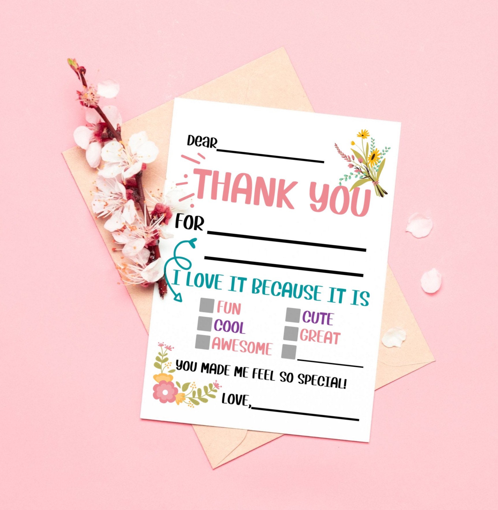 kids printable thank you cards cute thank you notecards for etsy